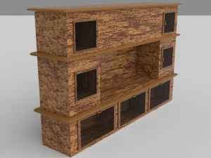 Gran gabinete de textura de madera rugosa. Modelo 3D