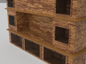 big cabinet rough wood texture 3D Model