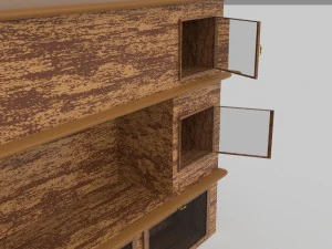 big cabinet rough wood texture 3D Model