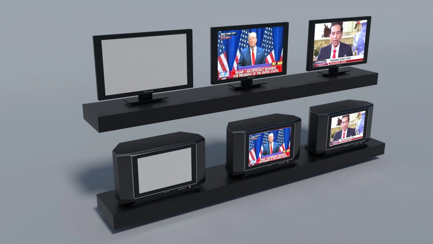 crt and lcd tv 3D Model .c4d .max .obj .3ds .fbx .stl .blend 