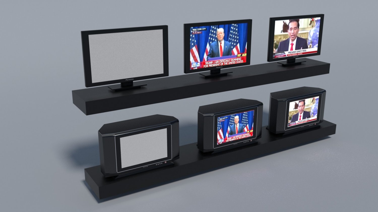 Crt And Lcd Tv 3d Model In Tv 3dexport