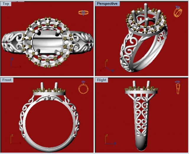 bridal ring 3Dプリントモデル .c4d .max .obj .3ds .fbx .stl .blend 