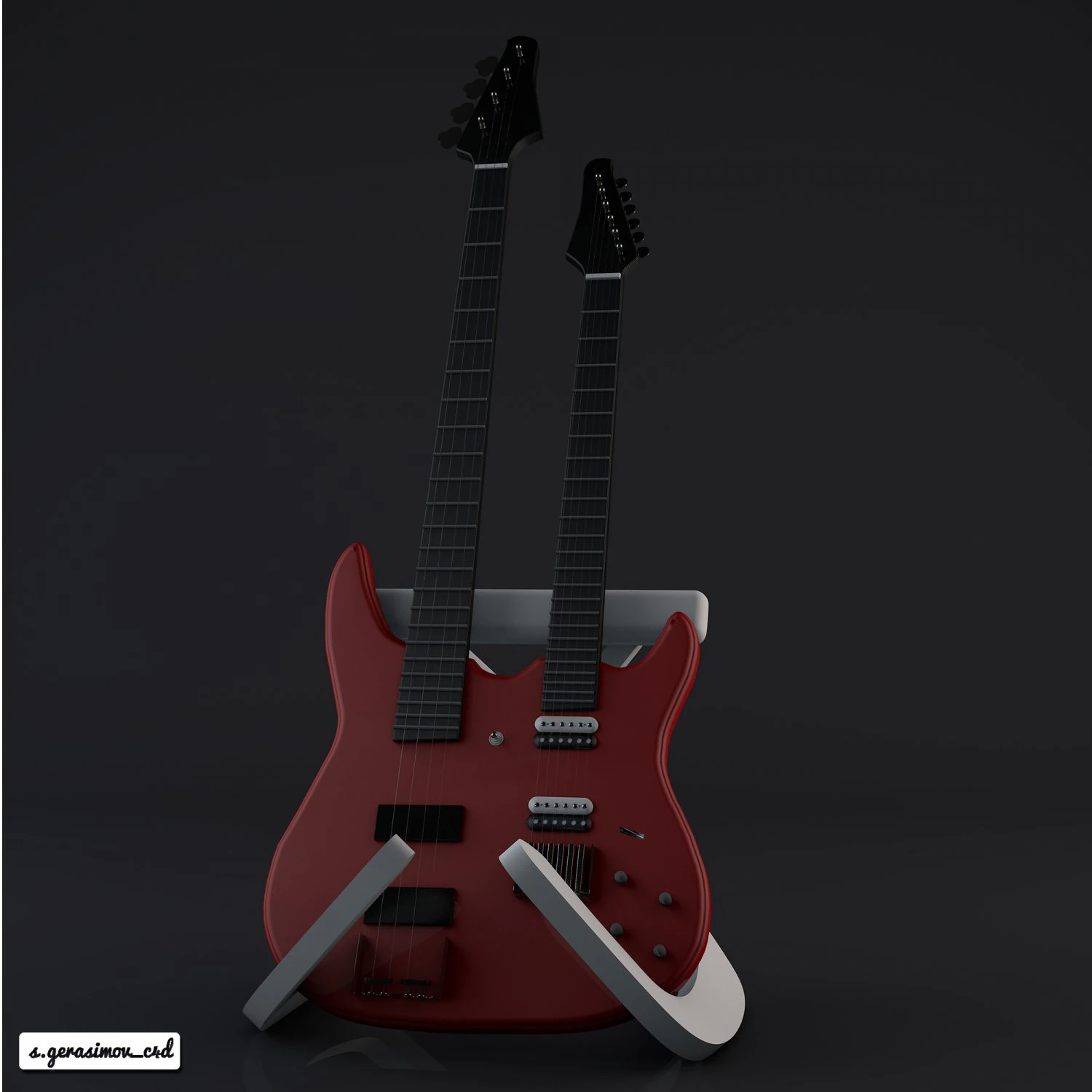 Electro guitar 3D Model .c4d .max .obj .3ds .fbx .stl .blend 