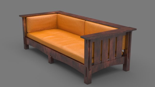 sofa wooden 3D Модель .c4d .max .obj .3ds .fbx .stl .blend 