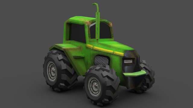 low poly tractor 3D 模型 .c4d .max .obj .3ds .fbx .stl .blend