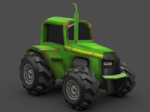 low poly tractor Modèle 3D