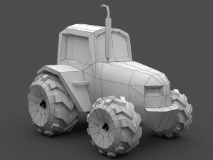 trator de baixo poli Modelo 3D