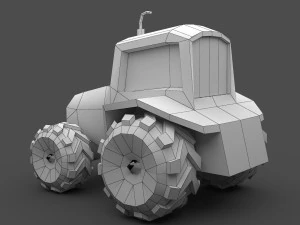 trator de baixo poli Modelo 3D