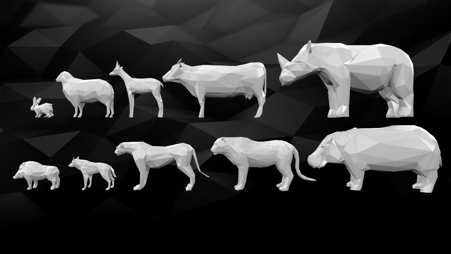 pack of 3d printable low poly animals 3D Print Model in Sculpture 3DExport