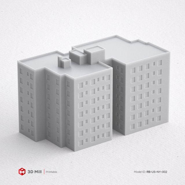 3d print miniature building rb-us-ny-002 Modello di stampa 3D .c4d .max .obj .3ds .fbx .stl .blend 