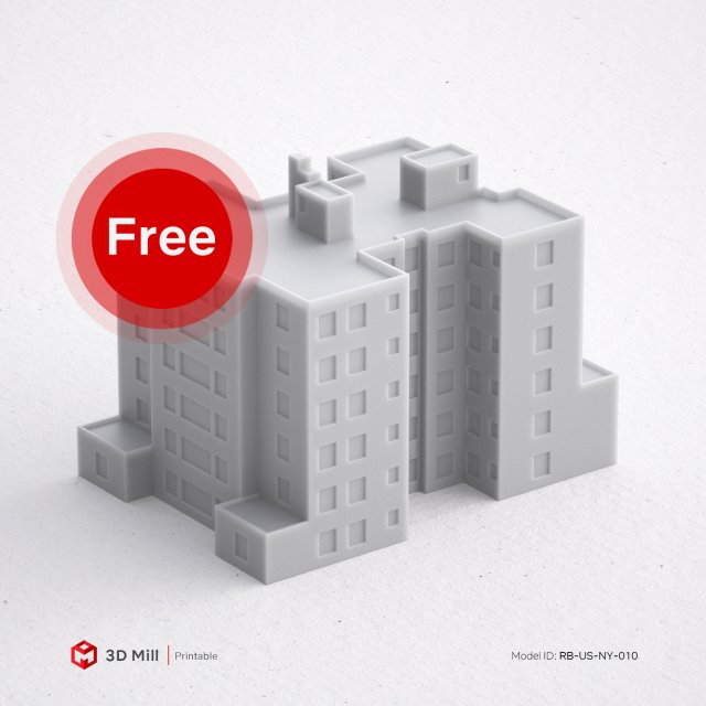 free 3d print miniature building rb-us-ny-010 3D Baskı Modeli .c4d .max .obj .3ds .fbx .stl .blend 