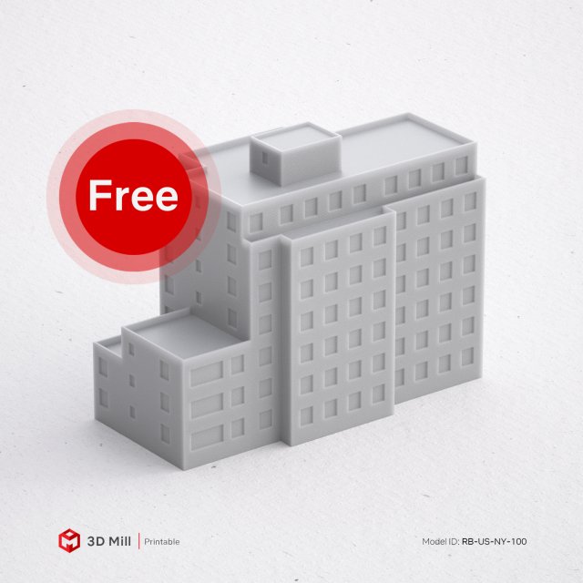 free 3d print miniature building rb-us-ny-100 3Dプリントモデル .c4d .max .obj .3ds .fbx .stl .blend 