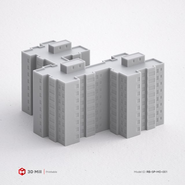 3d print miniature building rb-sp-md-001 3Dプリントモデル .c4d .max .obj .3ds .fbx .stl .blend 