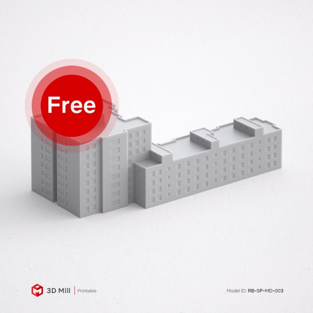 free 3d print miniature building rb-sp-md-003 3D Print Model .c4d .max .obj .3ds .fbx .stl .blend 
