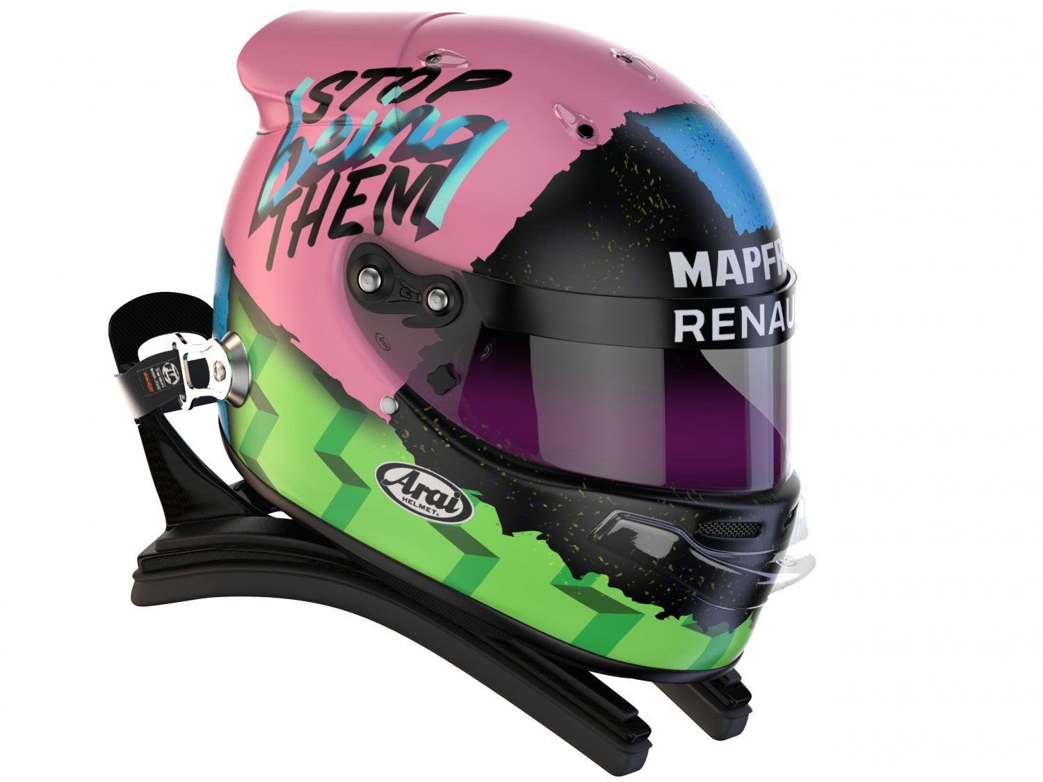 Racing Helmet Arai Gp7 With Hans System Daniel Ricciardo 2019 3d