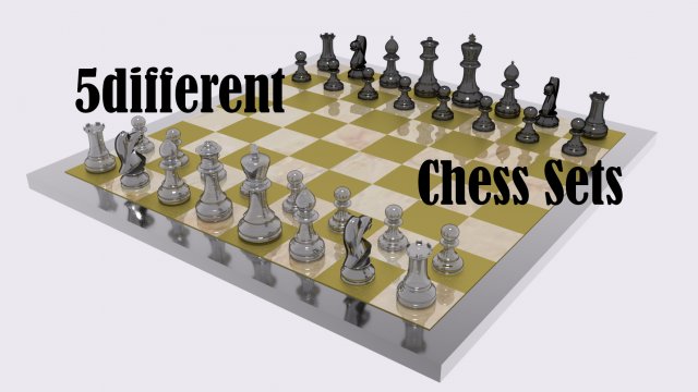 chess set 5differentsets 3D-Modell .c4d .max .obj .3ds .fbx .stl .blend 