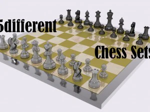 jogo de xadrez 5 conjuntos diferentes Modelo 3D