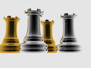 chess rook gold and silver 3D Model