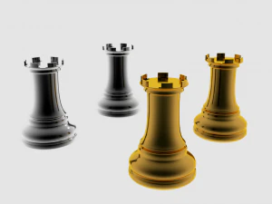 chess rook gold and silver 3D Model