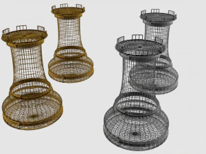 chess rook gold and silver 3D Model