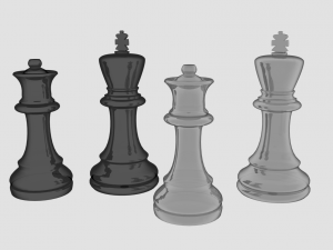 glass king and queen chess figures 3D Model