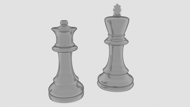 glass king and queen chess figures 3D Model .c4d .max .obj .3ds .fbx .stl .blend 