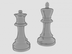 glass king and queen chess figures 3D Model
