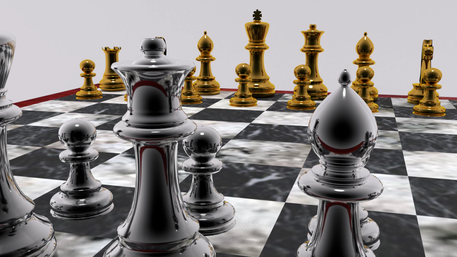 chess set gold and silver 3D Model .c4d .max .obj .3ds .fbx .stl .blend 