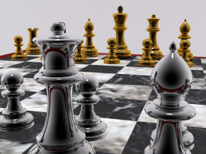 chess set gold and silver 3D Model