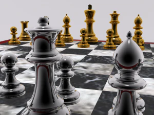 チェスセット金と銀 3Dモデル