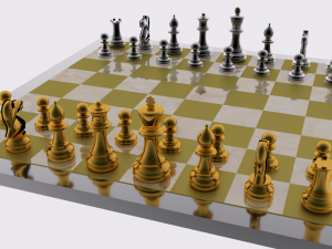 chess set gold and silver 3D Model