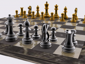 chess set gold and silver 3D Model