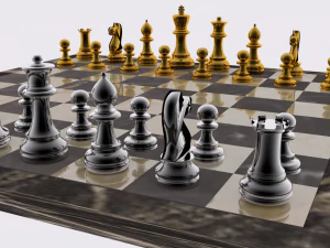 chess set gold and silver 3D Model
