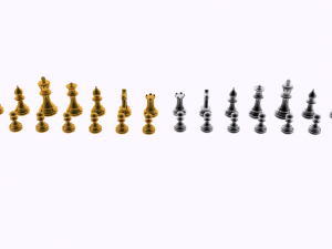 chess set gold and silver 3D Model