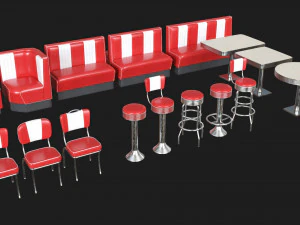 Pacchetto Diner retr&ograve; anni '50 in 3D Modello 3D