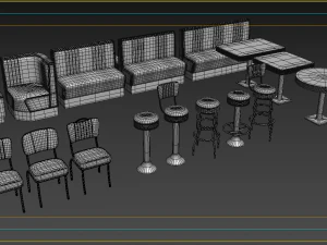 Retro Diner 50s bundle 3D 3D Model