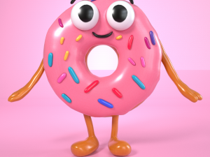 Cartoon Donut 3D Model