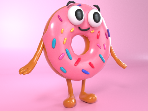 Cartoon Donut 3D Model