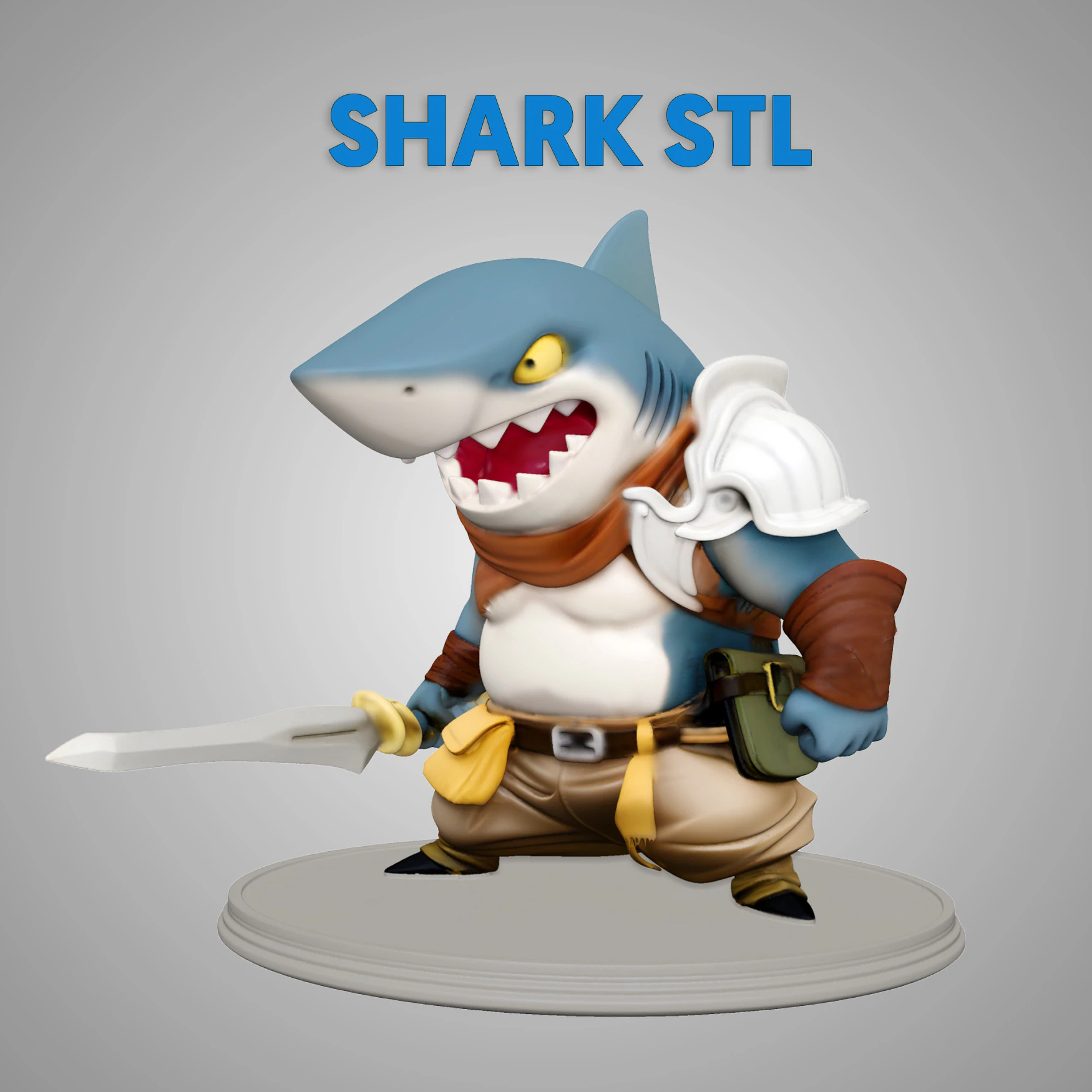 Shark Warrior 3D Print Model .c4d .max .obj .3ds .fbx .stl .blend