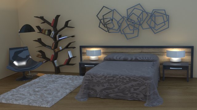 interior design bedroom 3D Модель .c4d .max .obj .3ds .fbx .stl .blend 