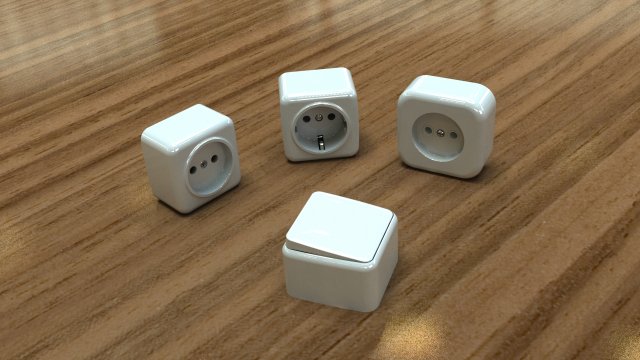 bundle power sockets and light switch 3D 모델 .c4d .max .obj .3ds .fbx .stl .blend 