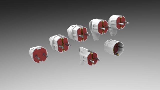 bundle electric plugs and power socket 3D Модель .c4d .max .obj .3ds .fbx .stl .blend 