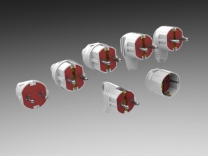 bundle electric plugs and power socket 3D 모델