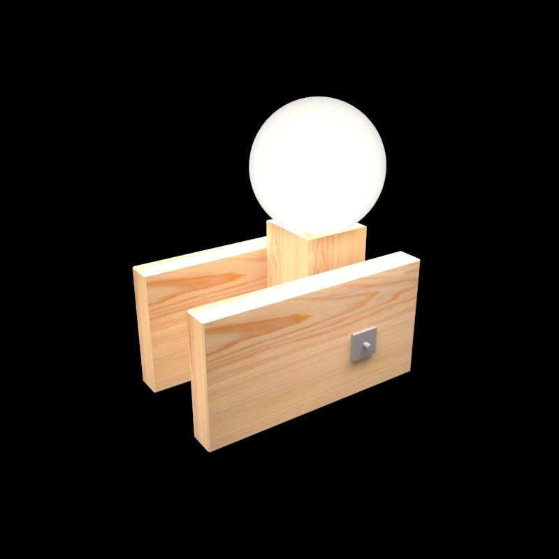 desktop wooden minimal lamp 3D Model .c4d .max .obj .3ds .fbx .stl .blend 