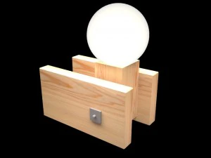 desktop wooden minimal lamp 3D Model