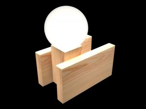 desktop wooden minimal lamp 3D Model