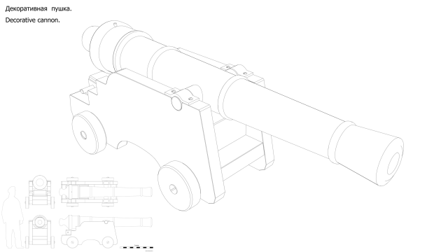 Decorative cannon Drawings Modelo 3D .c4d .max .obj .3ds .fbx .stl .blend 