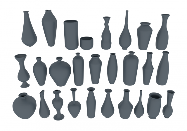 27 simple vases 3D Model .c4d .max .obj .3ds .fbx .stl .blend 