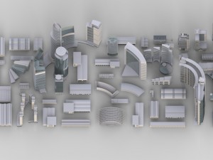 city building kitbash collection 3D Model
