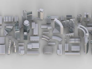 city building kitbash collection 3D Model